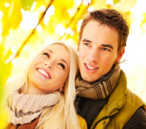 Beautiful couple in the park.